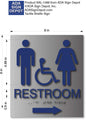 Unisex Wheelchair Accessible Restroom Sign with Arrow - 8" x 9" thumbnail