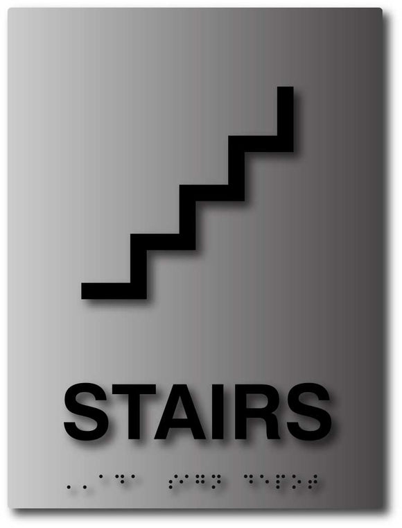 BAL-1090 ADA Compliant Stairs Sign - Tactile Sign with Grade 2 Braille - Black