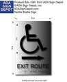 Accessible Exit Route Sign with Arrow - 6" x 9" - Brushed Aluminum thumbnail