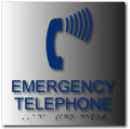 Emergency Telephone ADA Sign - Brushed Aluminum - 8"x8" thumbnail