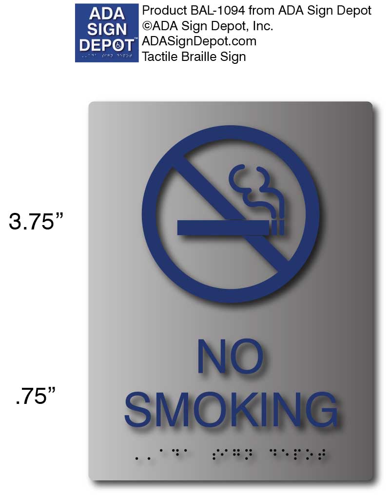 anti tobacco signs No Smoking Symbol ADA Signs with Braille in Brushed Aluminum – ADA Sign  Depot