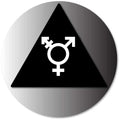 Trans/Neutral Gender Restroom Door Sign Brushed Aluminum - 12" x 12" thumbnail