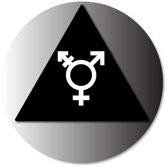 BAL-1095 Transgender/Any Gender Symbol Restroom Door Sign Black on Brushed Aluminum