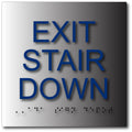 Exit Stair Down ADA Signs - 6" x 6" - Brushed Aluminum thumbnail