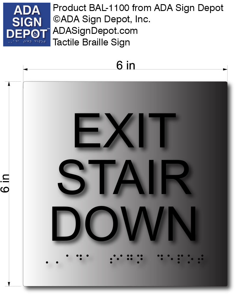 ADA Compliant Exit Stair Down Sign in Brushed Aluminum – ADA Sign Depot