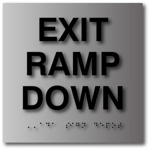 BAL-1102 Exit Ramp Down Sign in Brushed Aluminum - Black