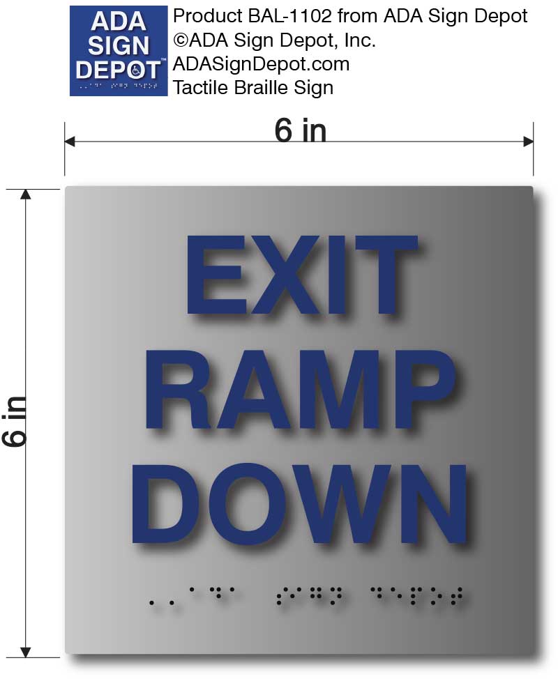 Exit Ramp Down Sign in Brushed Aluminum – ADA Sign Depot