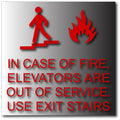 In Case of Fire Use Stairs Sign - 8" X 8" - Brushed Aluminum thumbnail