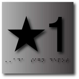 BAL-1105 Elevator Floor Number Signs - 4" x 4" - Black Numbers on Brushed Aluminum