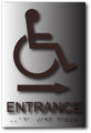 Wheelchair Entrance Sign with Arrow - 6" x 9" - Brushed Aluminum thumbnail