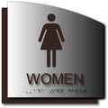 Womens Restroom Sign - Brushed Aluminum & Acrylic Backer 8.5" x 8.5" thumbnail