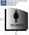 Womens Restroom Sign - Brushed Aluminum & Acrylic Backer 8.5" x 8.5" thumbnail