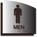 Mens Restroom Sign - Brushed Aluminum & Acrylic Backer 8.5" x 8.5" thumbnail