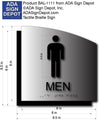 Mens Restroom Sign - Brushed Aluminum & Acrylic Backer 8.5" x 8.5" thumbnail
