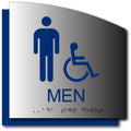 Mens ADA Restroom Sign - Brushed Aluminum & Acrylic Backer 8.5" x 8.5" thumbnail