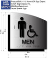 Mens ADA Restroom Sign - Brushed Aluminum & Acrylic Backer 8.5" x 8.5" thumbnail