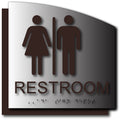 Unisex Restroom Sign - Brushed Aluminum & Acrylic Backer 8.5" x 8.5" thumbnail