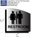 Unisex Restroom Sign - Brushed Aluminum & Acrylic Backer 8.5" x 8.5" thumbnail