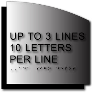 BAL-1115 Custom ADA Compliant Tactile Letter Signs - Curve-Cut Brushed Aluminum - Black