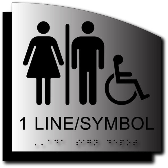 BAL-1116 Custom ADA Signs - Text, Braille, Symbols - Curved Brushed Aluminum - Black