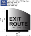 ADA Exit Route Sign - Brushed Aluminum & Acrylic Backer - 6 .5" x 6.5" thumbnail