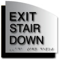 Exit Stair Down Sign - Brushed Aluminum & Acrylic Backer - 6.5 x 6.5 thumbnail