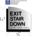 Exit Stair Down Sign - Brushed Aluminum & Acrylic Backer - 6.5 x 6.5 thumbnail