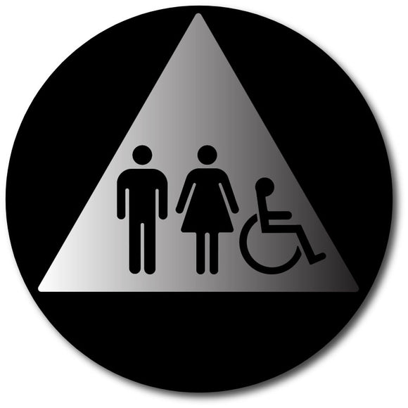BAL-1121 Gender Neutral Wheelchair Restroom Door Sign Black
