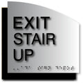 Exit Stair Up Sign - Brushed Aluminum & Acrylic Backer - 6.5 x 6.5 thumbnail