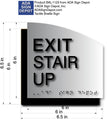 Exit Stair Up Sign - Brushed Aluminum & Acrylic Backer - 6.5 x 6.5 thumbnail