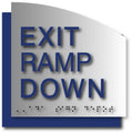 Exit Ramp Down Sign - Brushed Aluminum & Acrylic Backer - 6.5 x 6.5 thumbnail