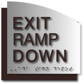 Exit Ramp Down Sign - Brushed Aluminum & Acrylic Backer - 6.5 x 6.5 thumbnail