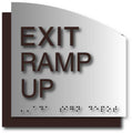 Exit Ramp Up Sign - Brushed Aluminum & Acrylic Backer - 6.5 x 6.5 thumbnail