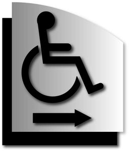 BAL-1127 Wheelchair Symbol ADA Signs with Direction Arrow on Brushed Aluminum - Black