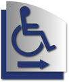 ADA Wheelchair Sign with Arrow - Brushed Aluminum & Backer - 6.5 x 7.5 thumbnail