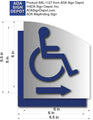 ADA Wheelchair Sign with Arrow - Brushed Aluminum & Backer - 6.5 x 7.5 thumbnail