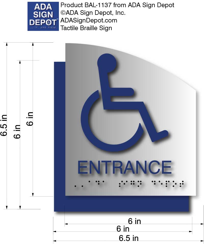 Entrence In Rear Sign Wheelchair Entrance Signs on Brushed Aluminum with Curved Back Plate ...