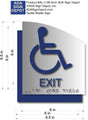 Wheelchair Exit ADA Sign - Brushed Aluminum & Acrylic Back - 6.5 x 8.5 thumbnail