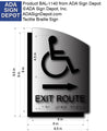 Wheelchair Exit Route Arrow ADA Signs - Brushed Aluminum - 6.5 x 9.5 thumbnail