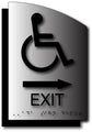 Wheelchair Exit ADA Sign with Arrow- Brushed Aluminum - 6.5 x 9.5 thumbnail