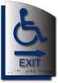 Wheelchair Exit ADA Sign with Arrow- Brushed Aluminum - 6.5 x 9.5 thumbnail