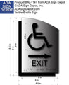 Wheelchair Exit ADA Sign with Arrow- Brushed Aluminum - 6.5 x 9.5 thumbnail