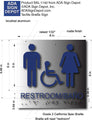 Bilingual Unisex Restroom ADA Signs - 8" x 8" - Brushed Aluminum thumbnail