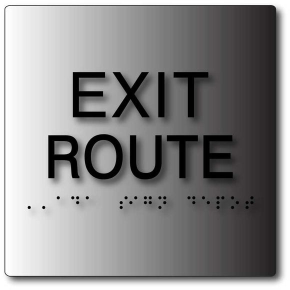 BAL-1157 ADA Exit Route Sign in Brushed Aluminum - Black