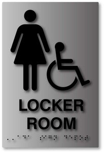 BAL-1164 Women Wheelchair Accessible Locker Room ADA Sign - Black