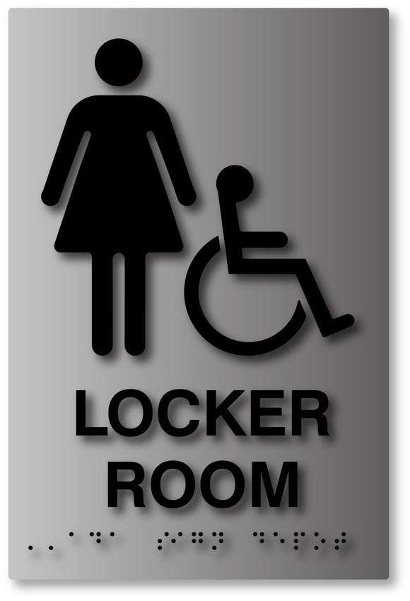 BAL-1164 Women Wheelchair Accessible Locker Room ADA Sign - Black