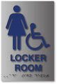 Womens Locker Room ADA Signs - Brushed Aluminum with Braille - 6" x 9" thumbnail