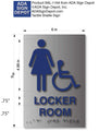 Womens Locker Room ADA Signs - Brushed Aluminum with Braille - 6" x 9" thumbnail