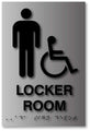 Mens Locker Room ADA Signs - Brushed Aluminum with Braille - 6" x 9" thumbnail