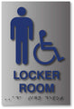 Mens Locker Room ADA Signs - Brushed Aluminum with Braille - 6" x 9" thumbnail